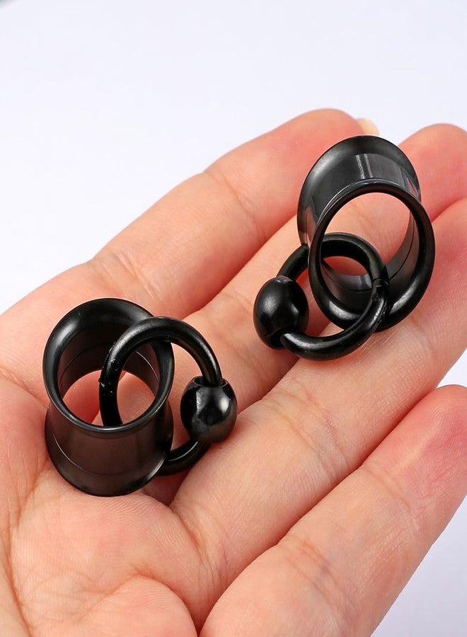 Earblity 1 Pair Basic gauges+1 rings+1 balls 00g/ 10mm Ear Tunnels Plugs 316 Stainless Steel Black Ear Gauges Weight Saddle Plugs Hypoallergenic expander Piercing Body Jewelry - Image 5